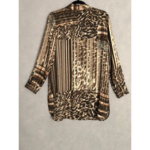 Chico's Women's Size 1 (M/8) Aviana Striped Leopard Print Top - Picture 5 of 7